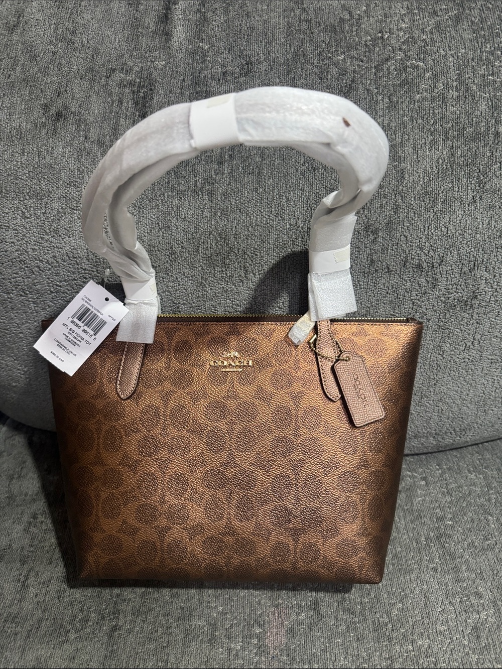 Coach Metallic Bronze Signature Tote